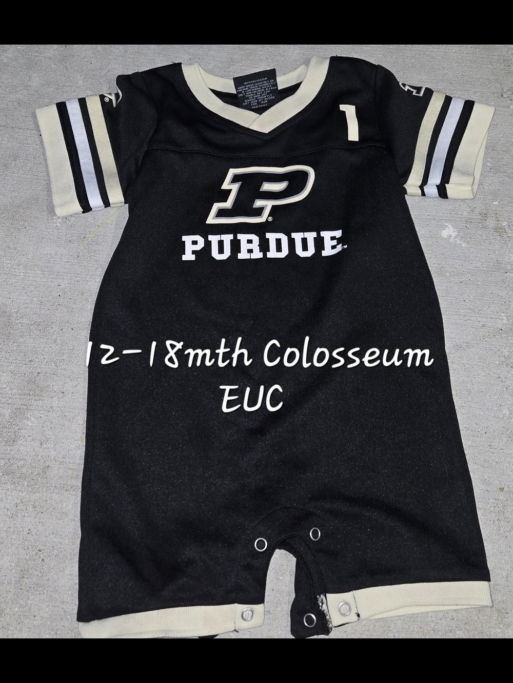 Colosseum Purdue Black and Cream Baby One-Piece Bodysuit